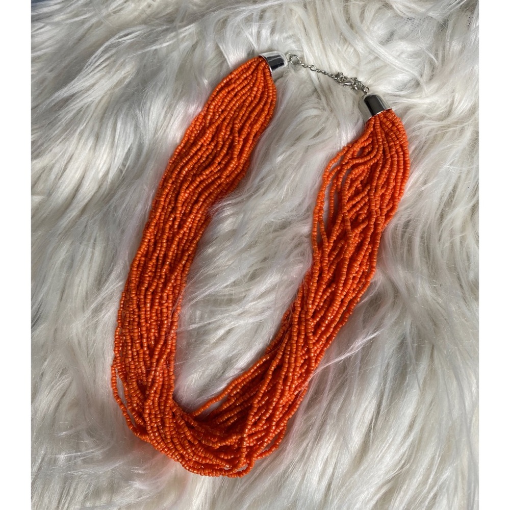 COPY - 30 Strand Orange Bead Necklace